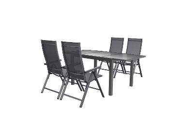 LIVARNO home Alu-Set »Houston«, 5-teilig - Ausziehtisch & 4 Hochlehner, grau